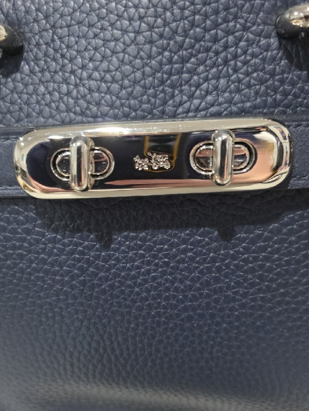 Coach Swagger 27 Navy Pebbled Leather Satchel with Silver Hardware Purse F87295 - Picture 9 of 16